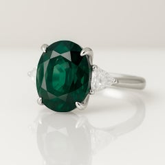 GIA Certified 3.17 Carat Oval Alexandrite Platinum Three-Stone Ring