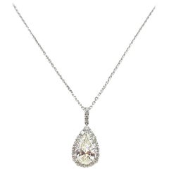 GIA Certified 3.17 Carat Pear Shaped Diamond Pendant