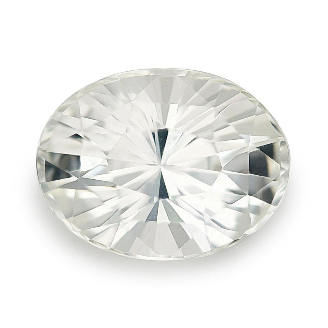 Women's or Men's GIA Certified 3.17 Carats Unheated White Sapphire For Sale
