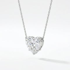 GIA Certified 3.18 Carat Heart Cut D Color Flawless Diamond Pendant Necklace