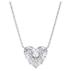 GIA Certified 3.18 Carat Heart Cut D Color Flawless Diamond Pendant Necklace