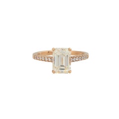 GIA Certified 3.19 Carat Emerald Cut Diamond Engagement Ring 14 Karat in Stock