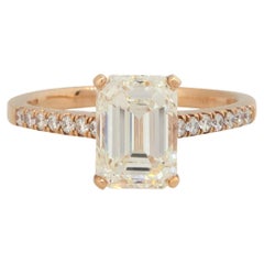 GIA Certified 3.19 Carat Emerald Cut Diamond Engagement Ring 14 Karat in Stock