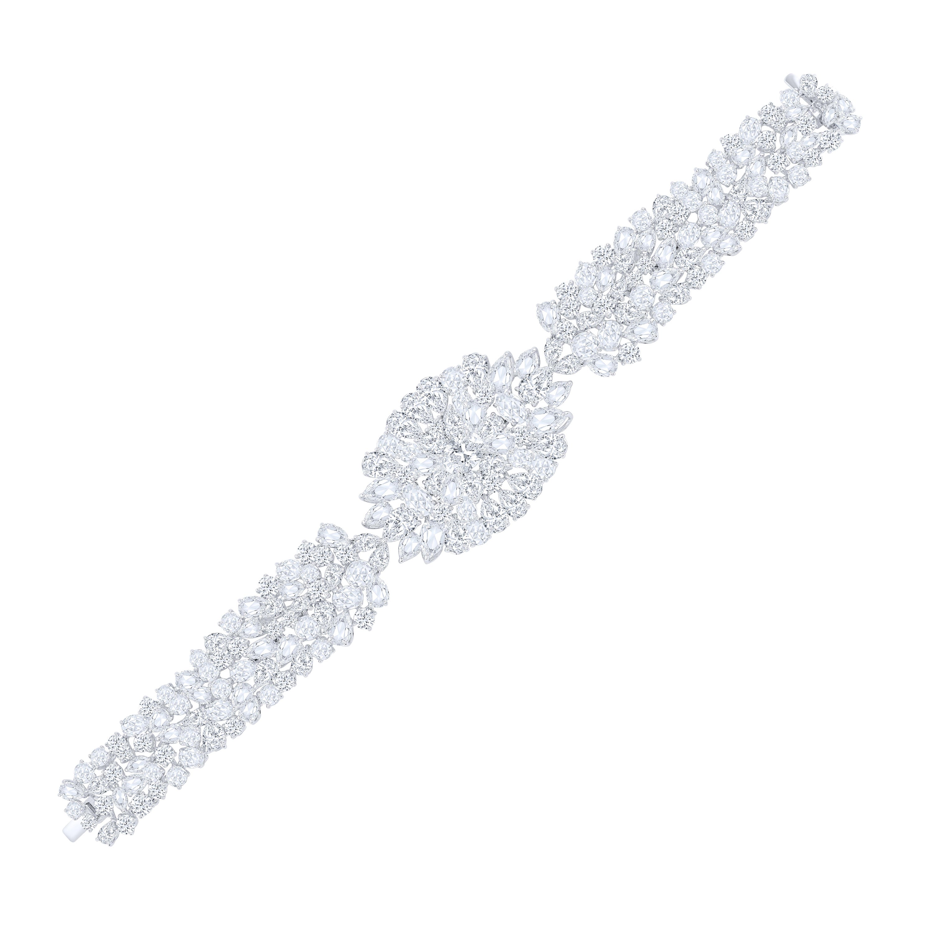 Armband aus Weißgold mit GIA-zertifiziertem 32 Karat natürlichem Diamanten im Rosenschliff