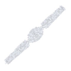 GIA Certified 32 Carat Natural Diamond and Rose Cut White Gold Bracelet