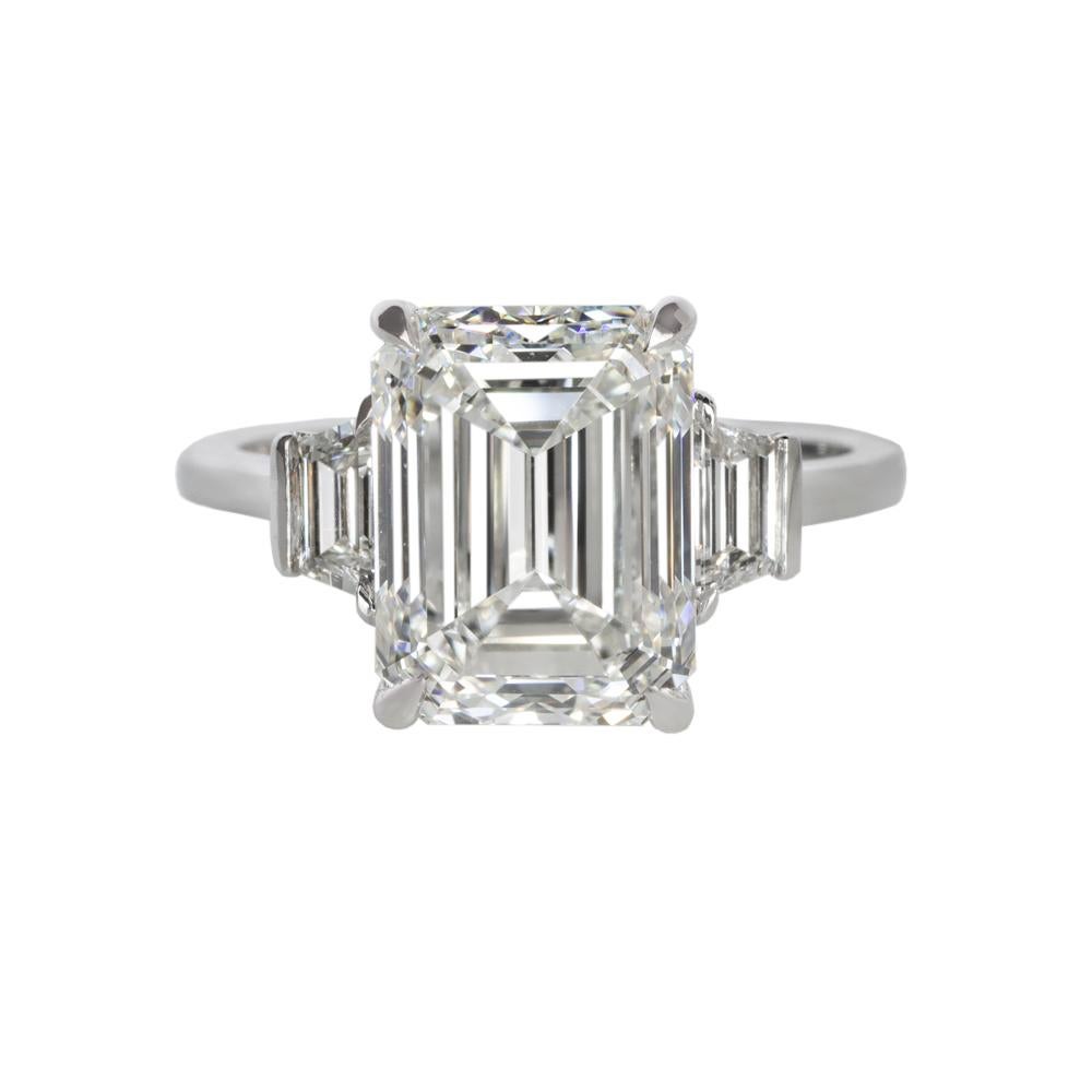 Modern GIA Certified 3 Carat F Color IF Emerald Cut Diamond Ring For Sale