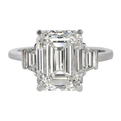 GIA Certified 3 Carat F Color IF Emerald Cut Diamond Ring