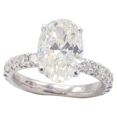 GIA Certified 3.20 Carat Oval K SI1 Diamond Engagement Ring