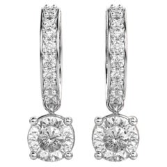 GIA Certified 3,20 Carati F/VS1 Diamanti Brillanti Rotondi Orecchini a Goccia in Oro 18K