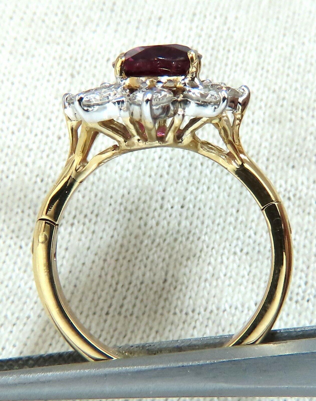 Bague en or 14 carats avec diamants et rubis naturel certifié GIA de 3,20 carats, sans chaleur en vente 2