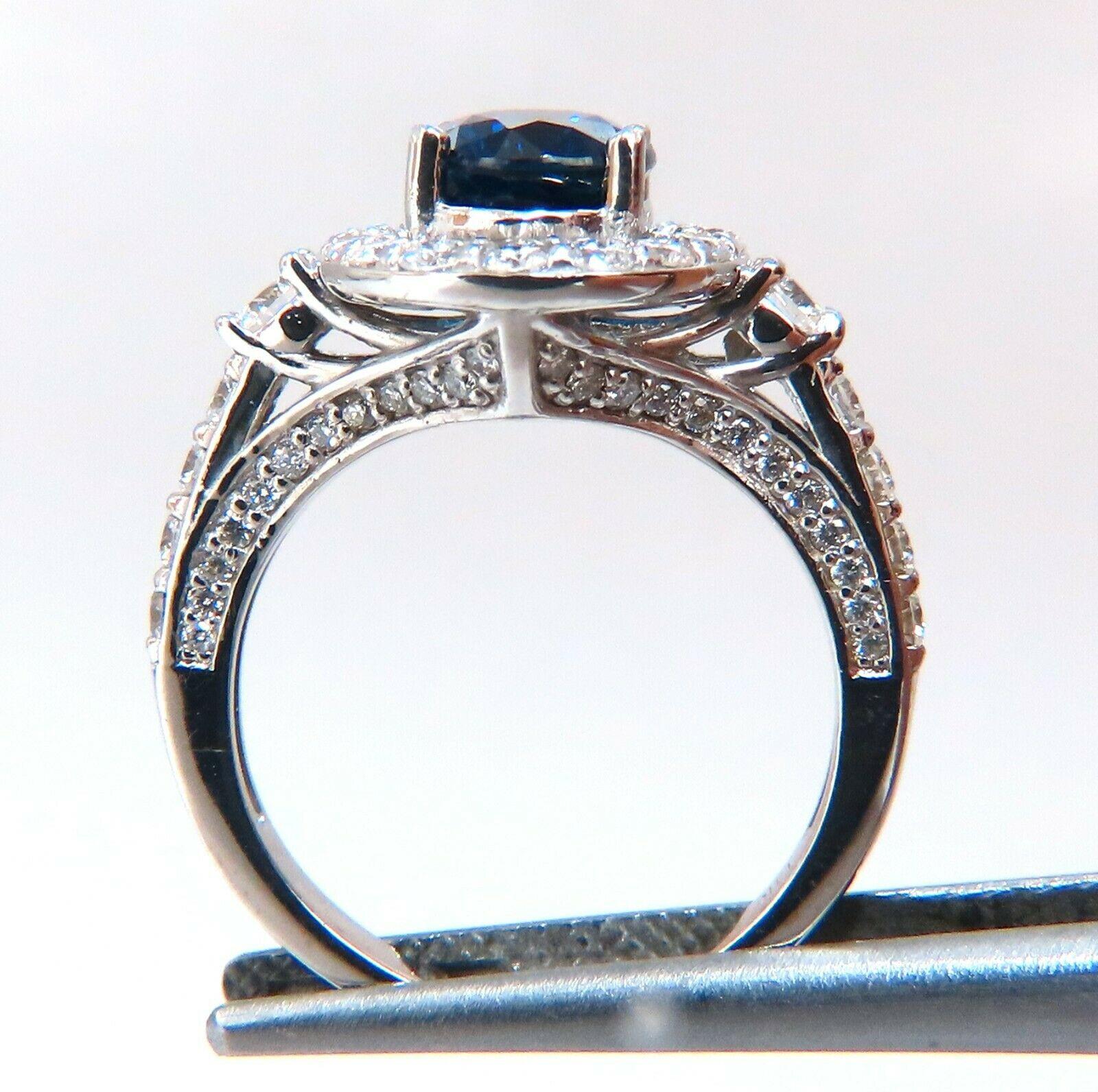 Oval Cut GIA Certified 3.21 Carat Natural No Heat Sapphire Diamond Ring Unheated 14 Karat