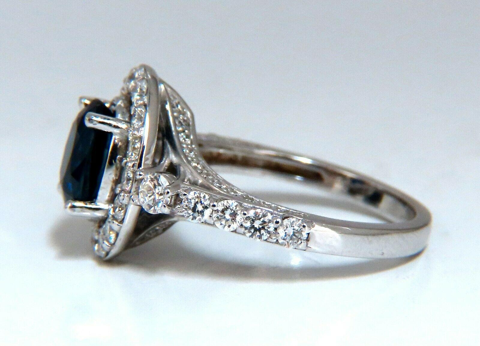 GIA Certified 3.21 Carat Natural No Heat Sapphire Diamond Ring Unheated 14 Karat 1