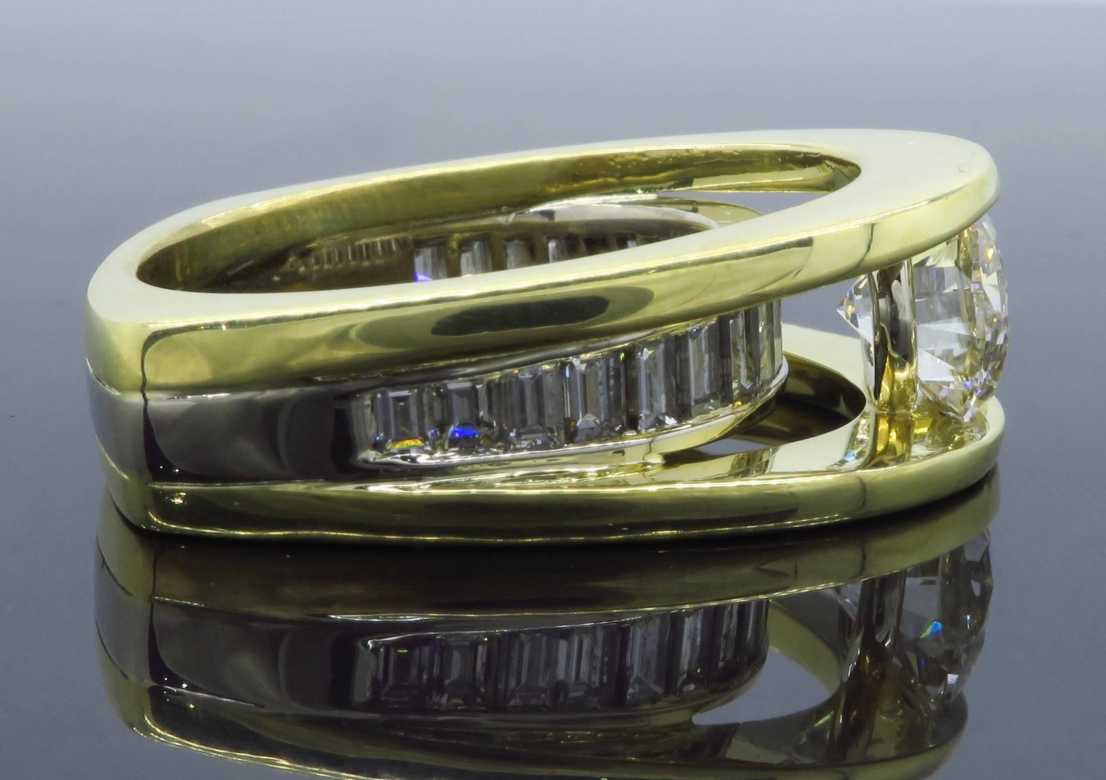 GIA Certified 3.22 Carat Diamond Engagement Ring in 18 Karat Gold 1