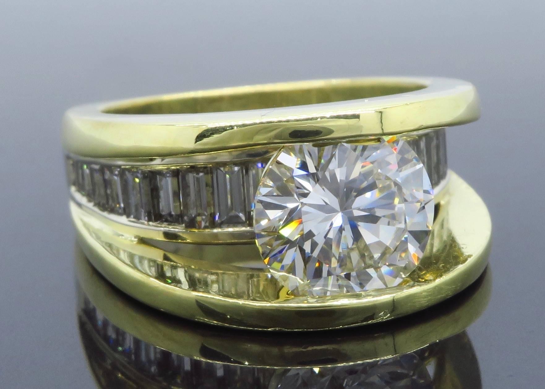 GIA Certified 3.22 Carat Diamond Engagement Ring in 18 Karat Gold 2