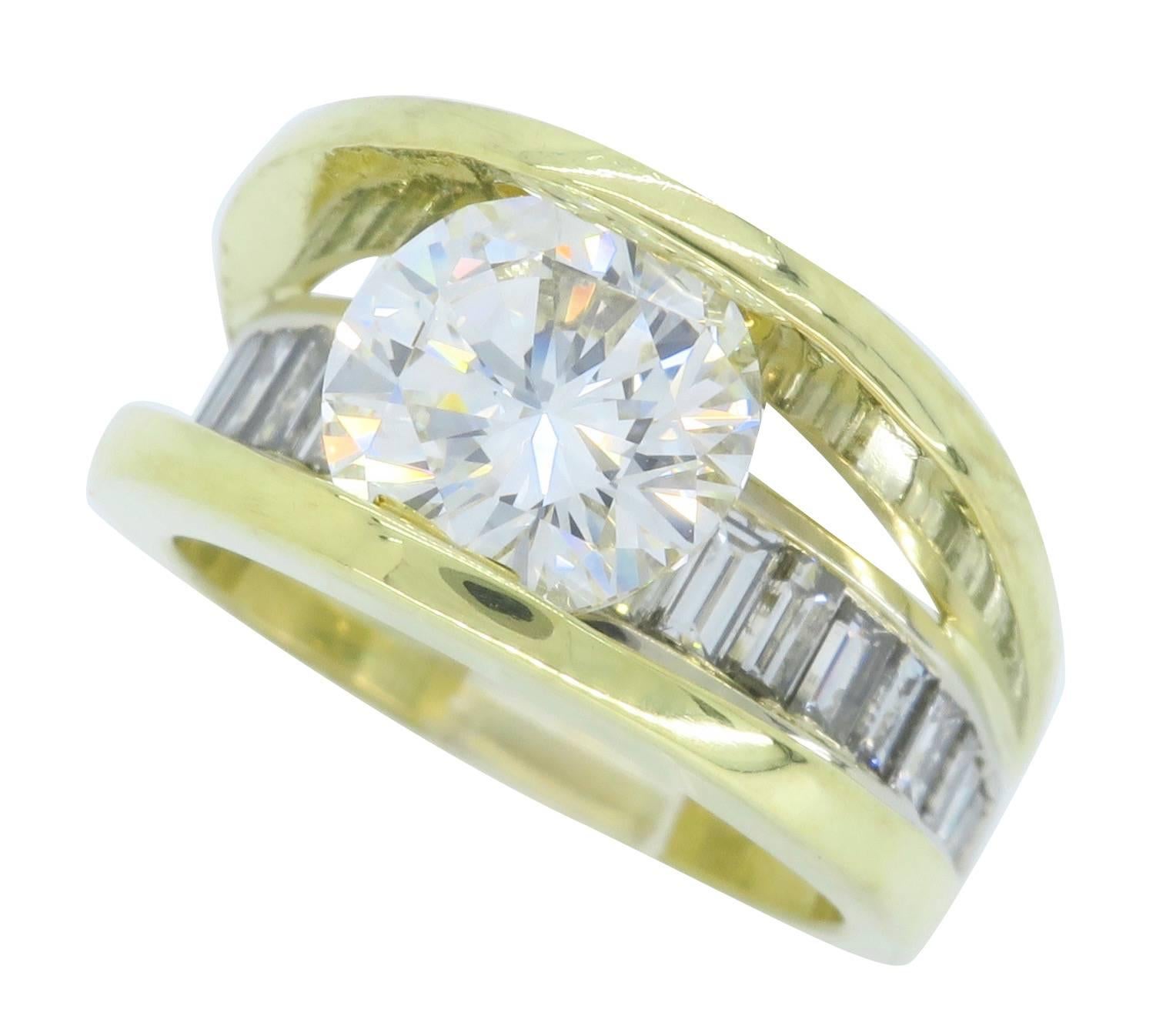 GIA Certified 3.22 Carat Diamond Engagement Ring in 18 Karat Gold 3