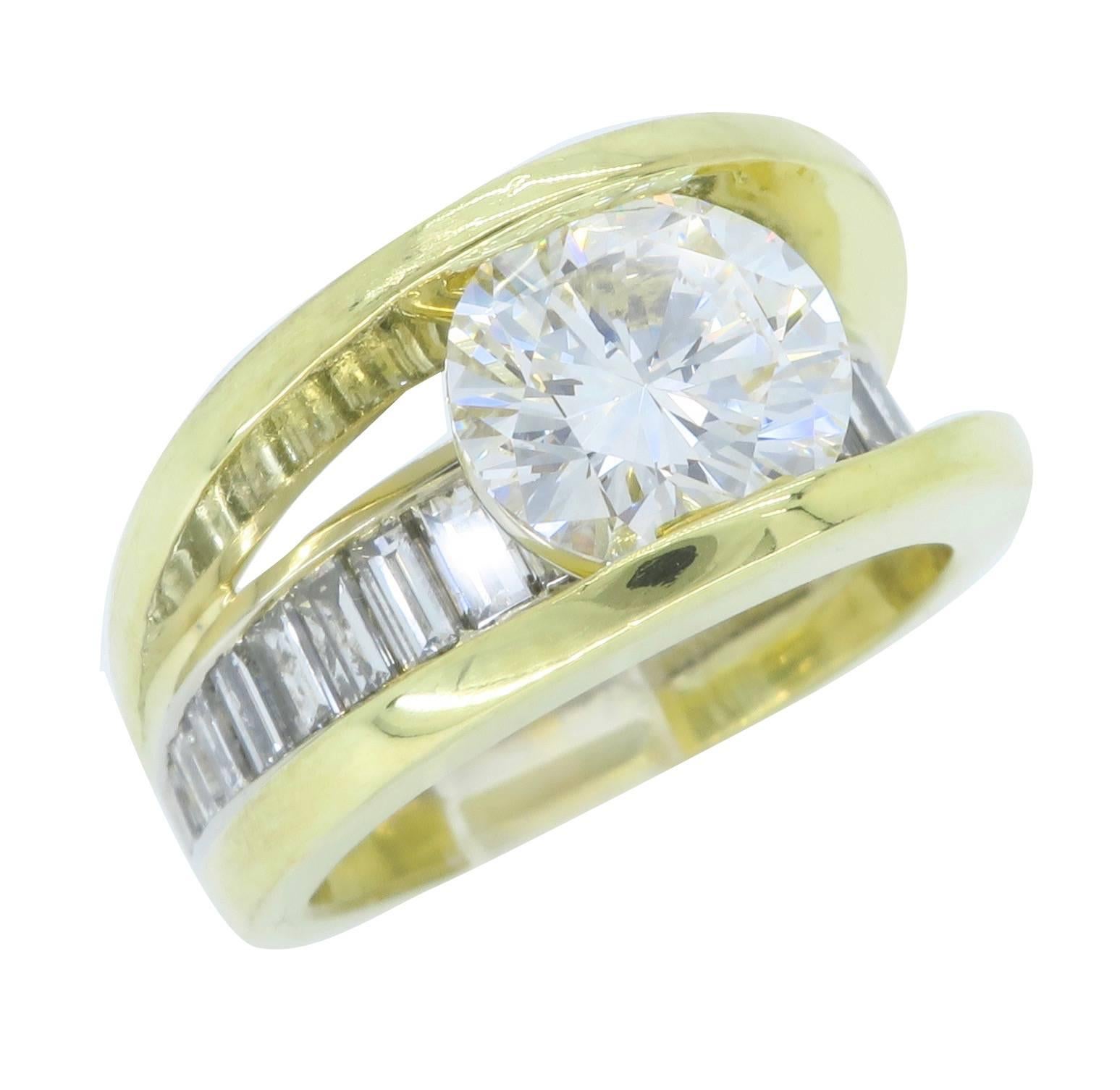 GIA Certified 3.22 Carat Diamond Engagement Ring in 18 Karat Gold 4