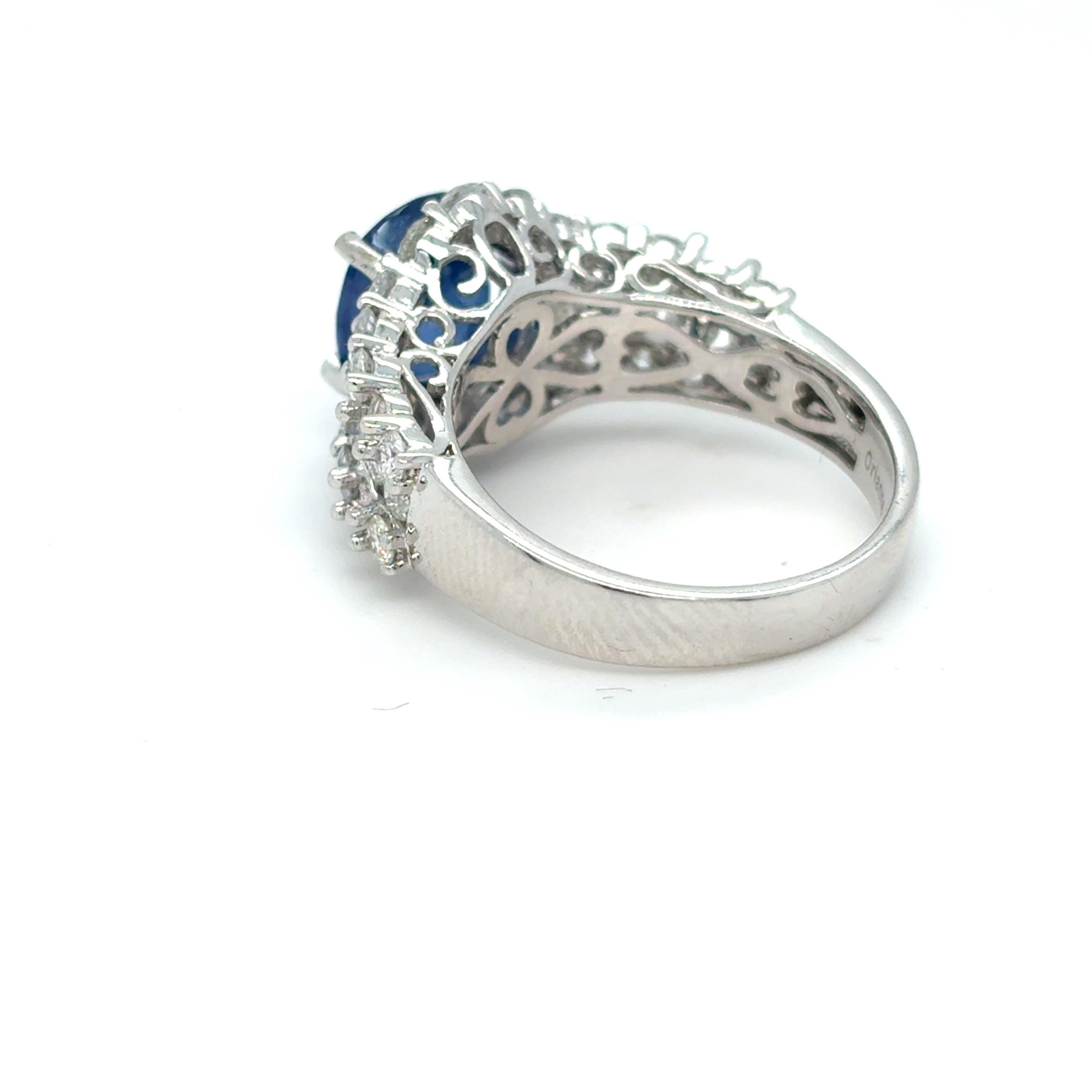 GIA Certified 3.22 Carat Oval Cut Ceylon Sapphire Diamond Engagement Ring For Sale 5