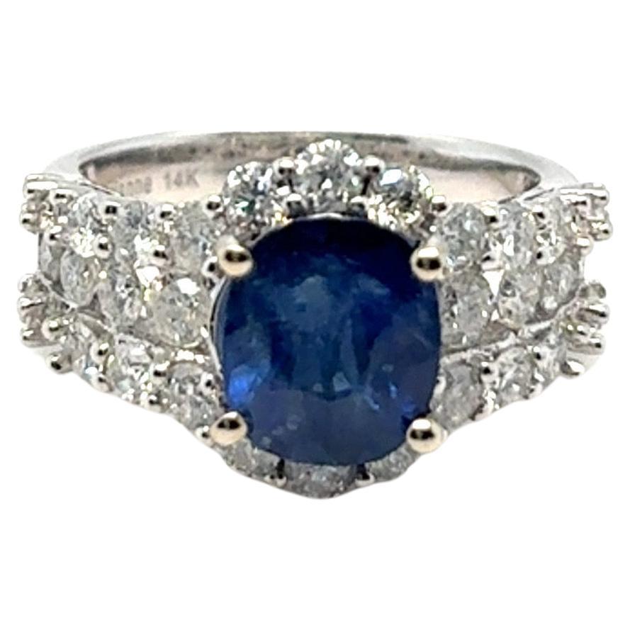 GIA Certified 3.22 Carat Oval Cut Ceylon Sapphire Diamond Engagement Ring For Sale
