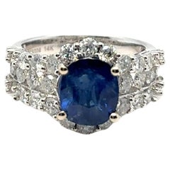 Bague de fiançailles avec saphir de Ceylan de taille ovale de 3,22 carats certifié GIA
