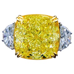 GIA Certified 32.3 Carat Fancy Intense Yellow Diamond Ring