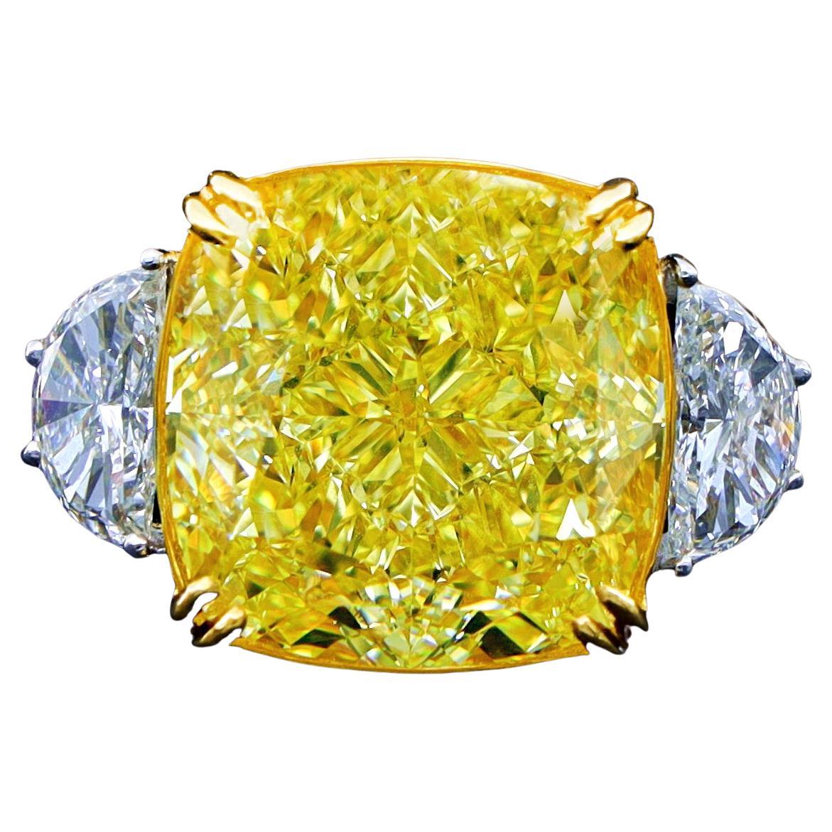 GIA-zertifizierter 32.3-Karat-Diamantring in intensivem Gelb