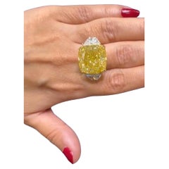 GIA Certified 32.3 Carat Fancy Intense Yellow Diamond Ring