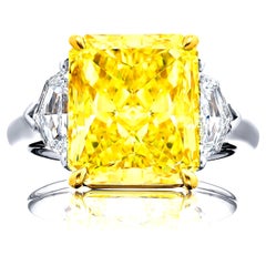 GIA-zertifizierter 3.02-Karat-Diamantring mit intensivem gelbem Strahlenschliff