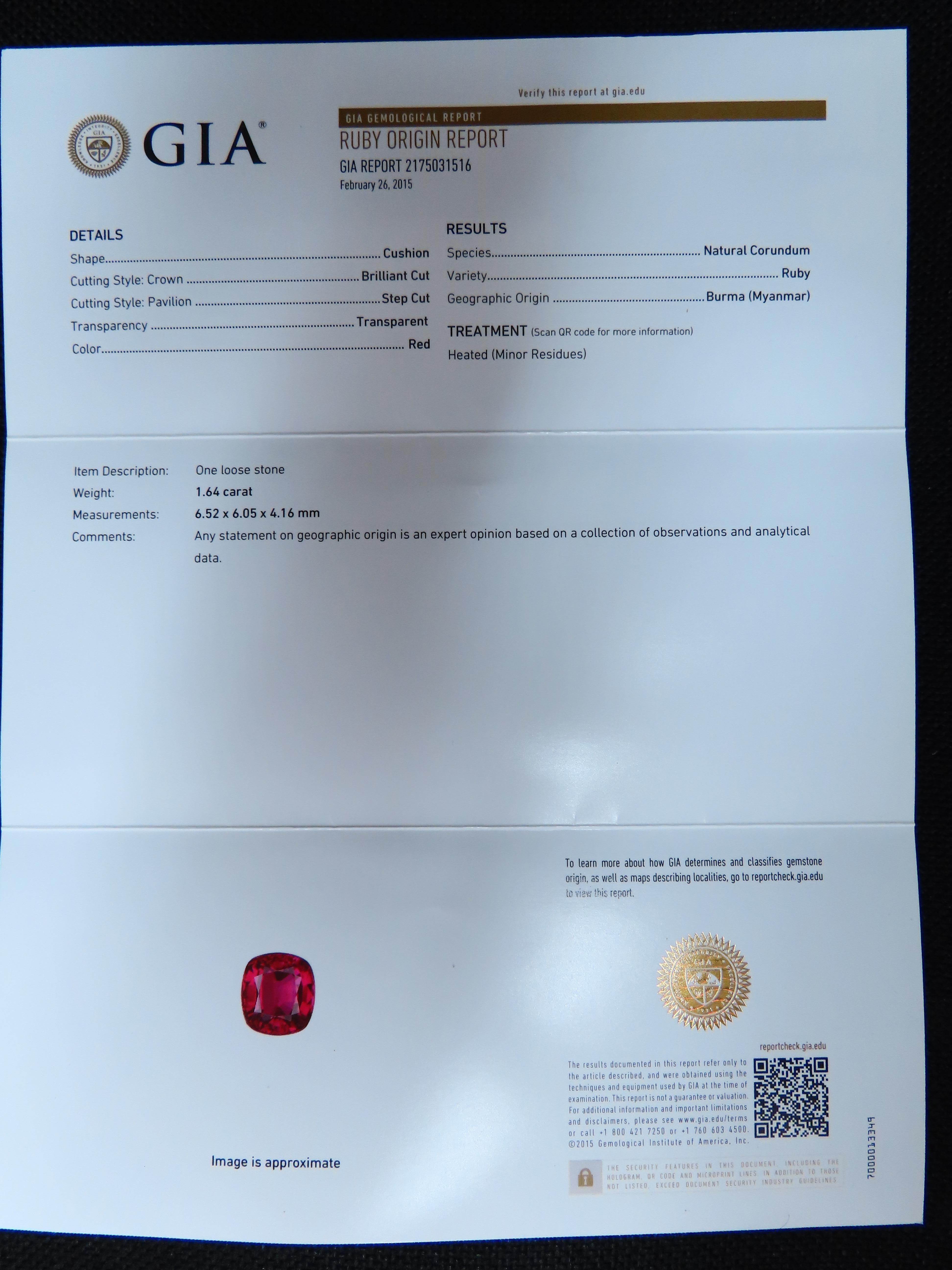GIA Certified 3.24 Carat Red Origin Ruby Diamonds Ring 18 Karat Cocktail Petite For Sale 1