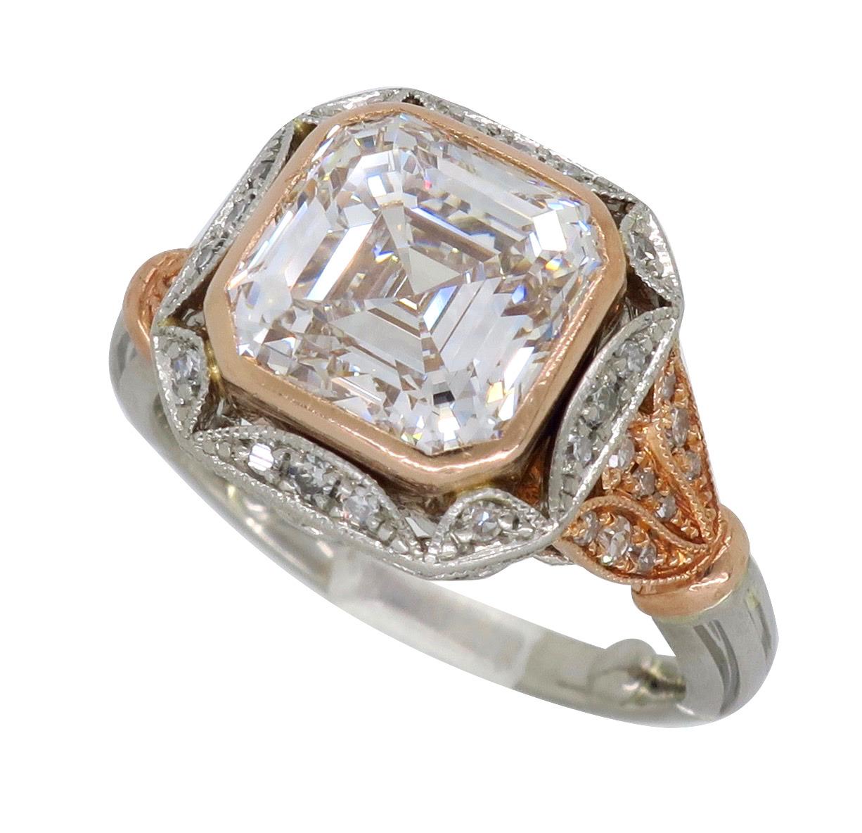 GIA Certified 3.24 Carat Asscher Cut Diamond Engagement Ring 6