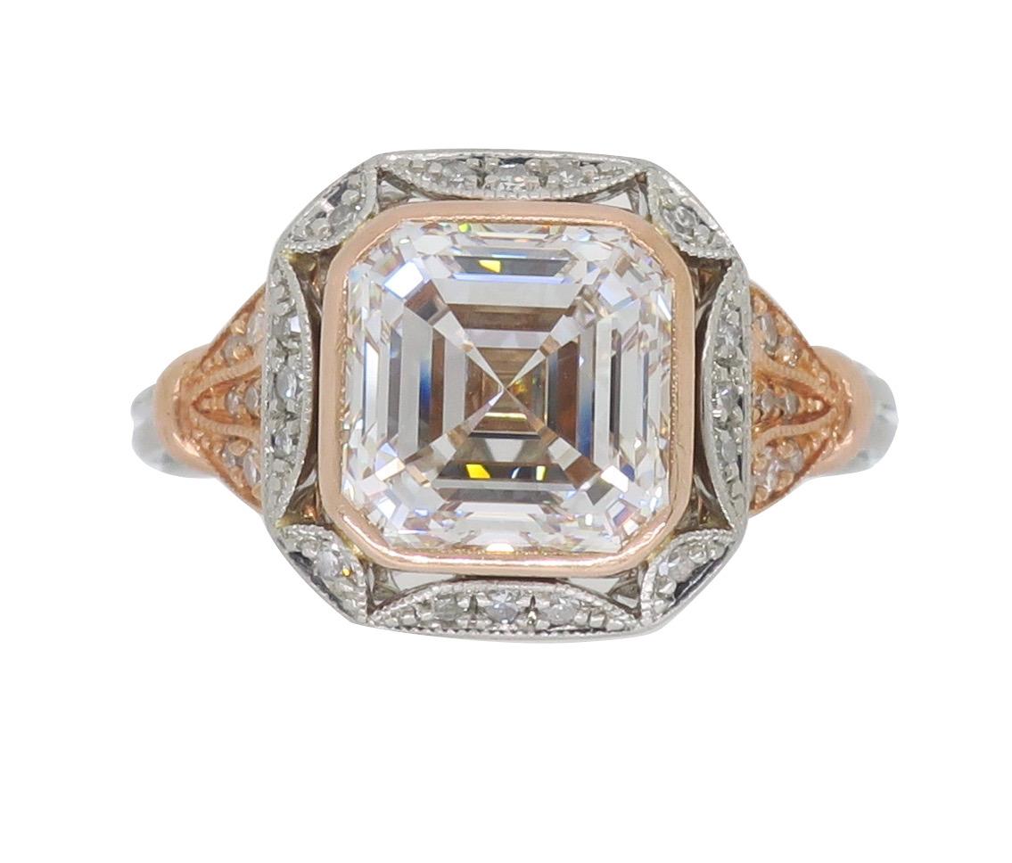 GIA Certified 3.24 Carat Asscher Cut Diamond Engagement Ring 7