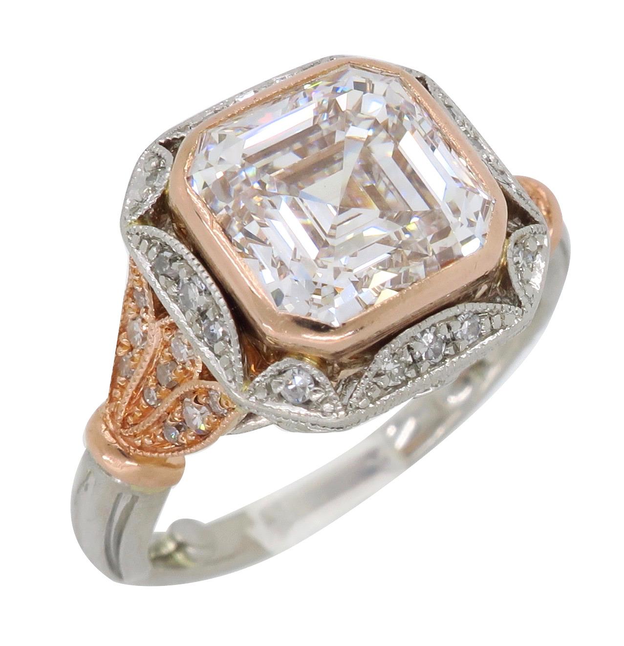 GIA Certified 3.24 Carat Asscher Cut Diamond Engagement Ring 8