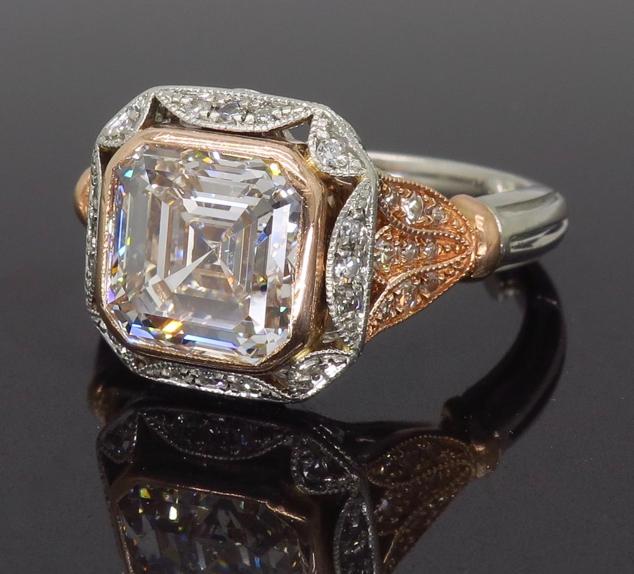 GIA Certified 3.24 Carat Asscher Cut Diamond Engagement Ring 1