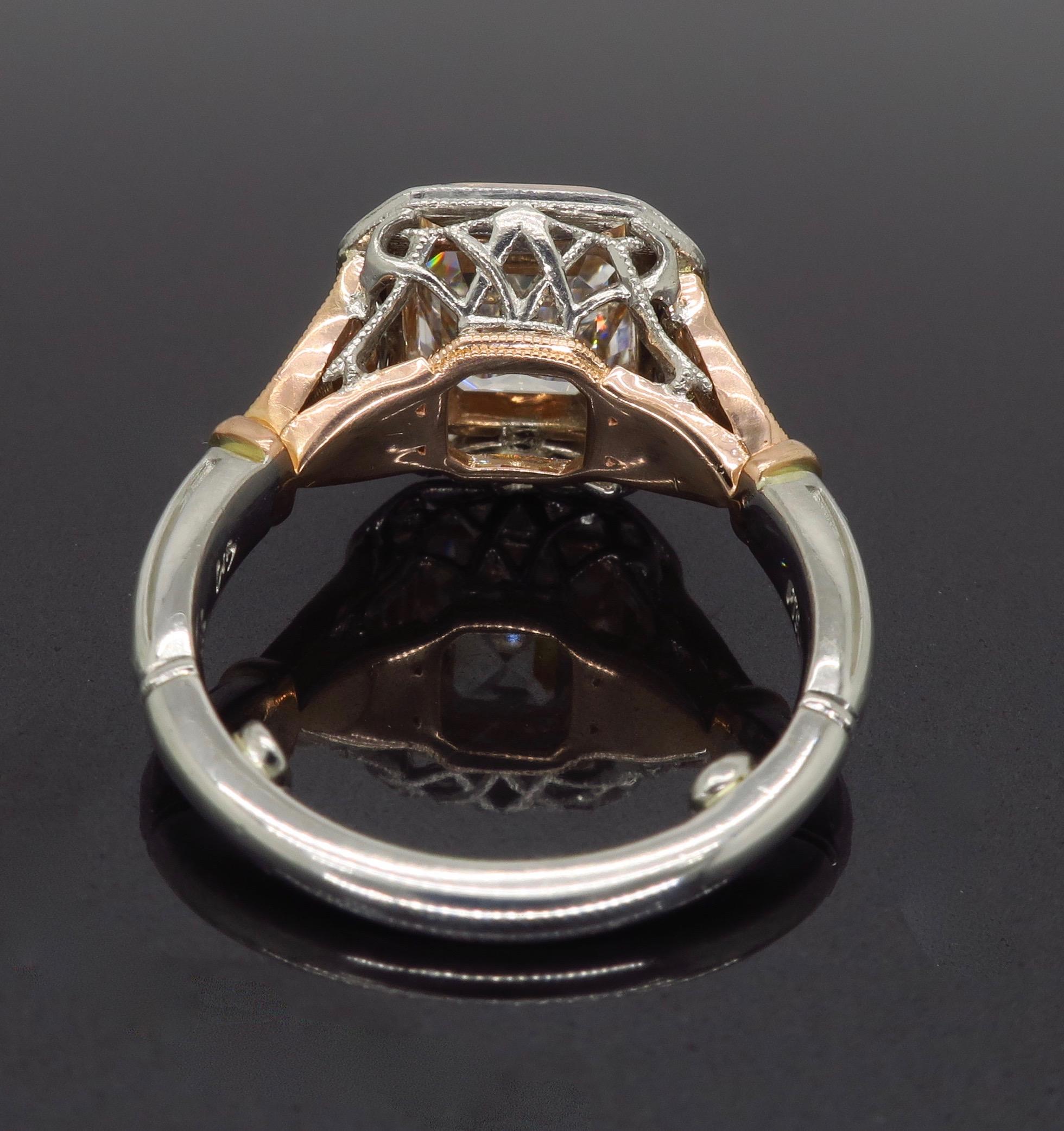 GIA Certified 3.24 Carat Asscher Cut Diamond Engagement Ring 3