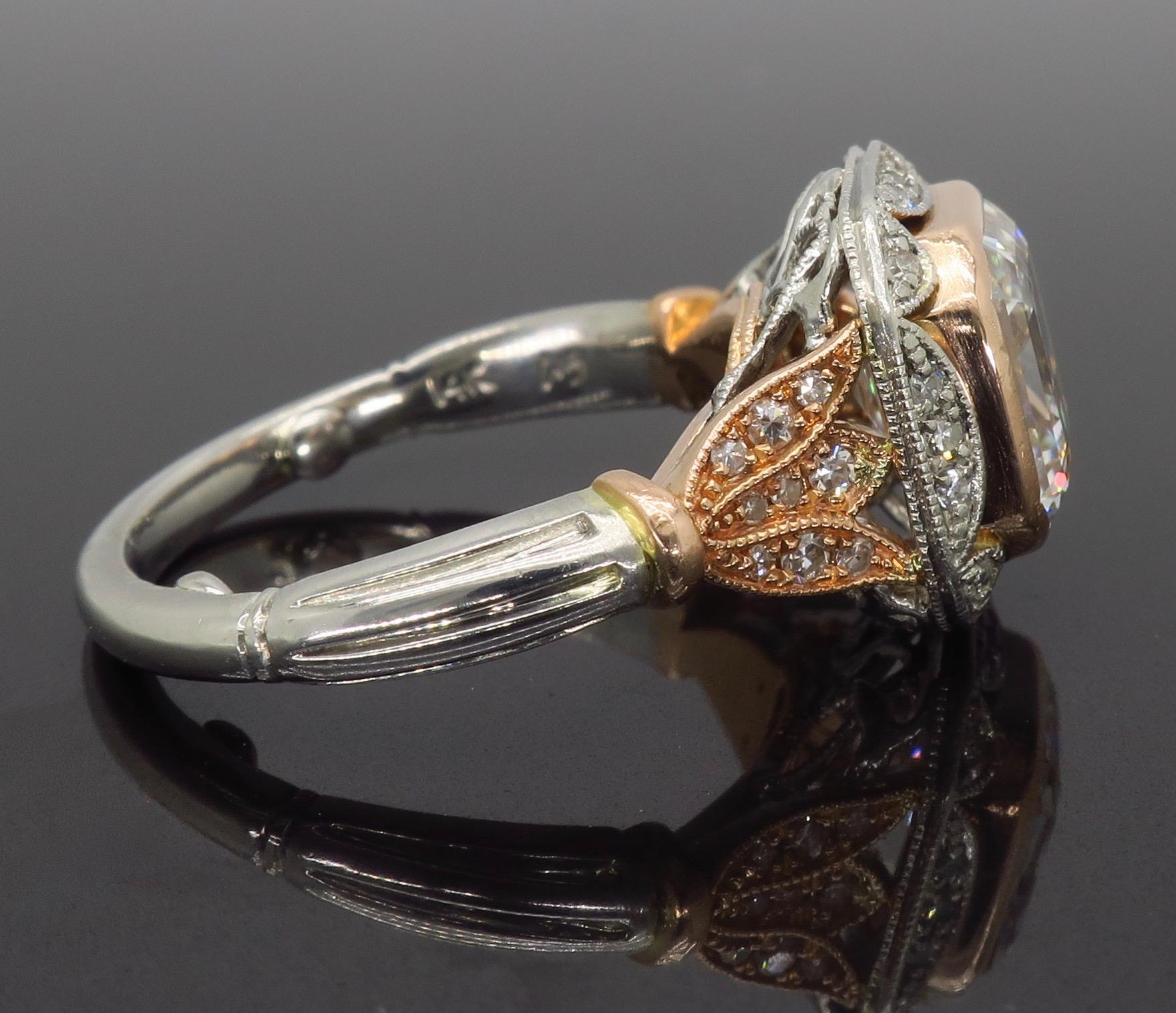 GIA Certified 3.24 Carat Asscher Cut Diamond Engagement Ring 4