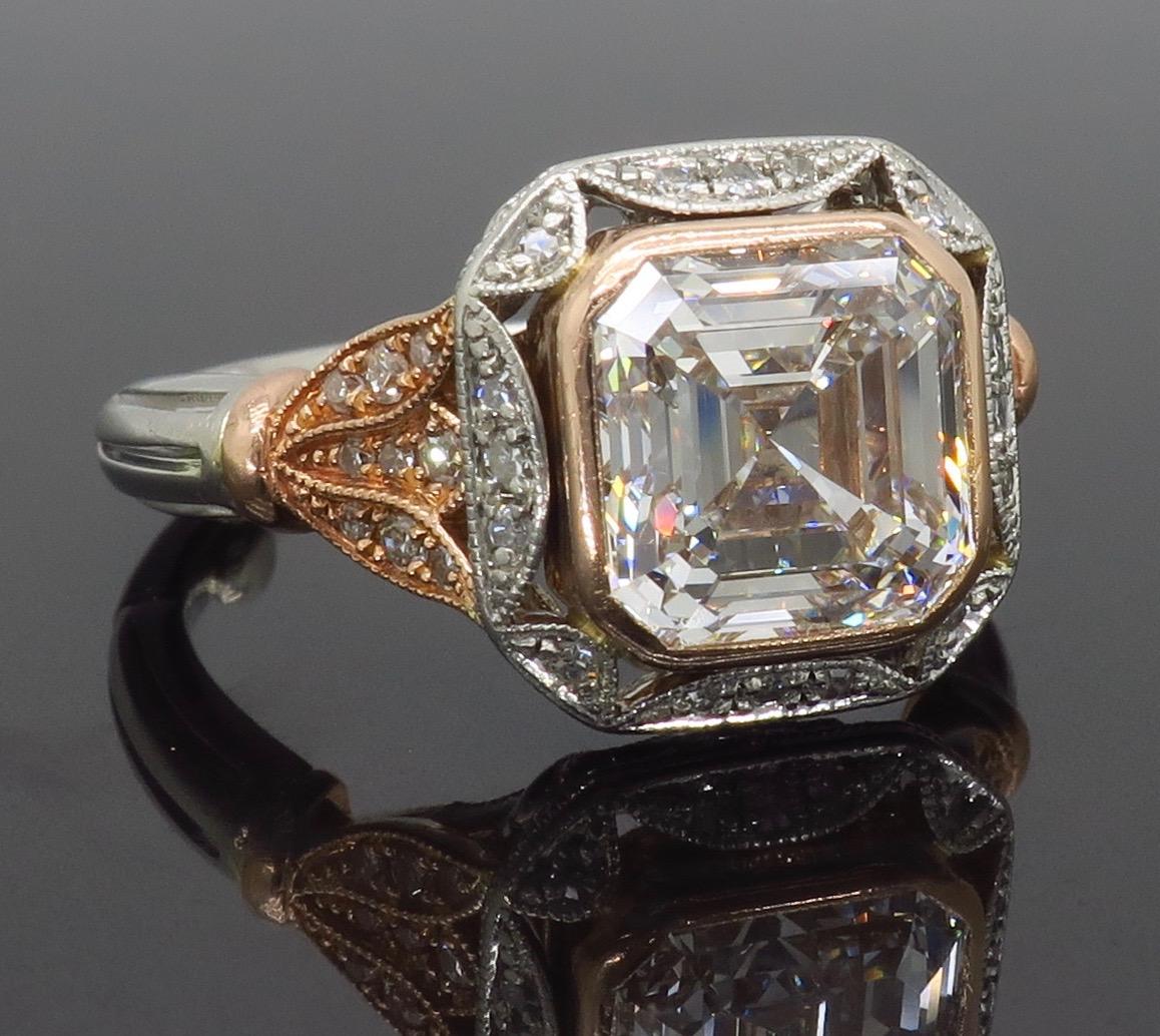 GIA Certified 3.24 Carat Asscher Cut Diamond Engagement Ring 5