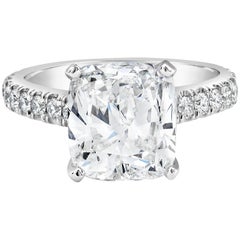 Roman Malakov GIA Certified 3.25 Carats Cushion Cut Diamond Engagement Ring 