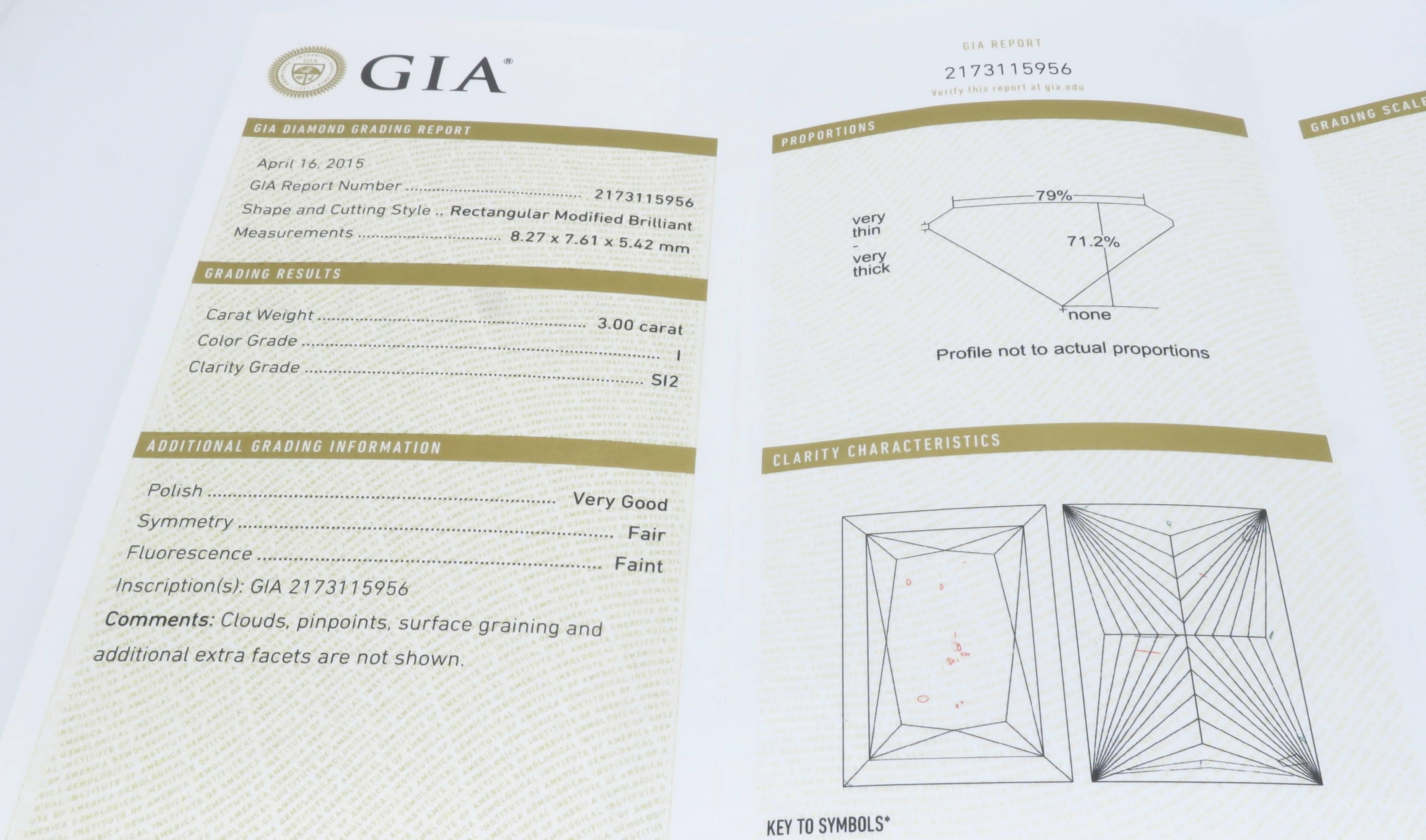 GIA Certified 3.25 Carat Princess Cut Diamond Engagment Ring 8