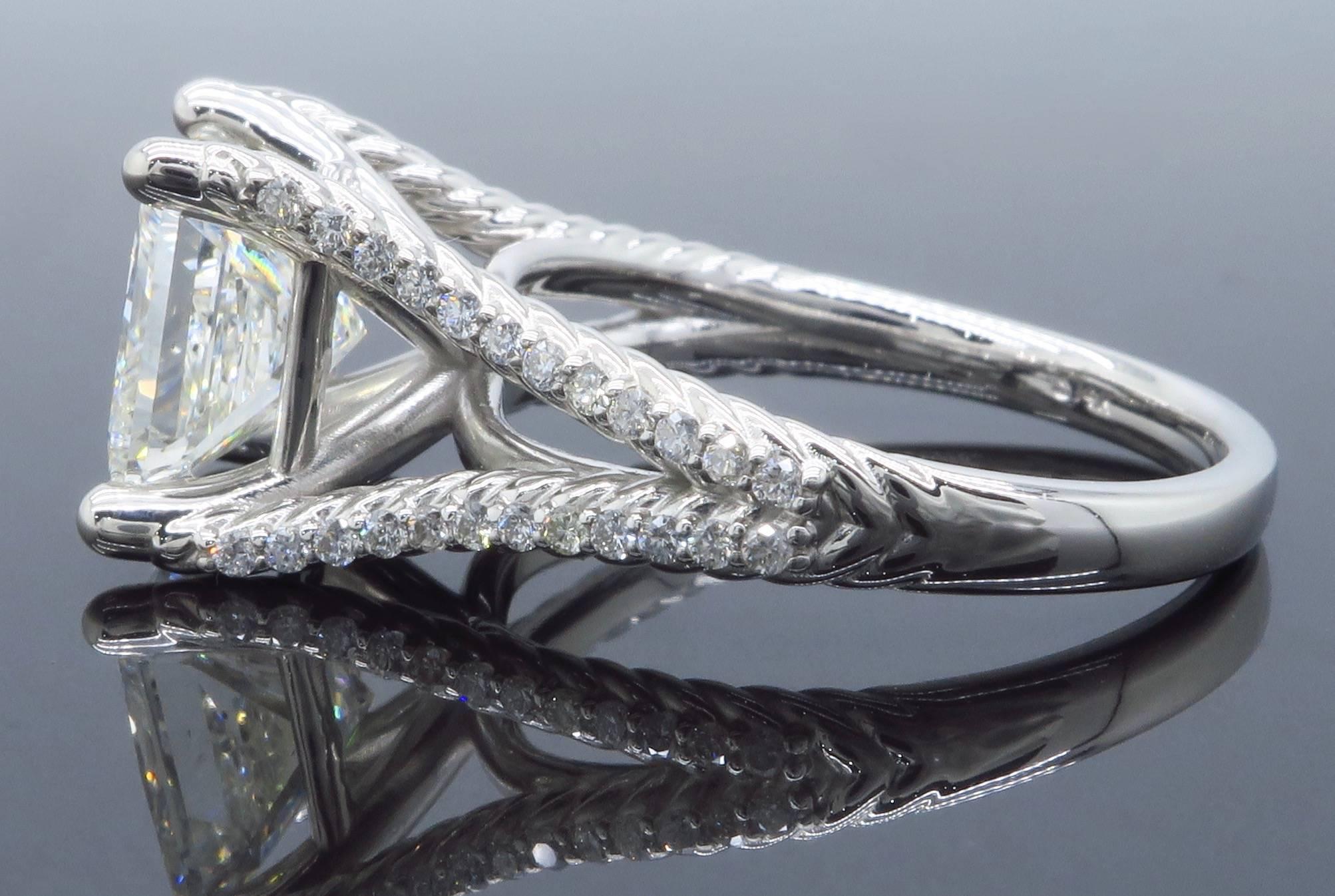 GIA Certified 3.25 Carat Princess Cut Diamond Engagment Ring 1
