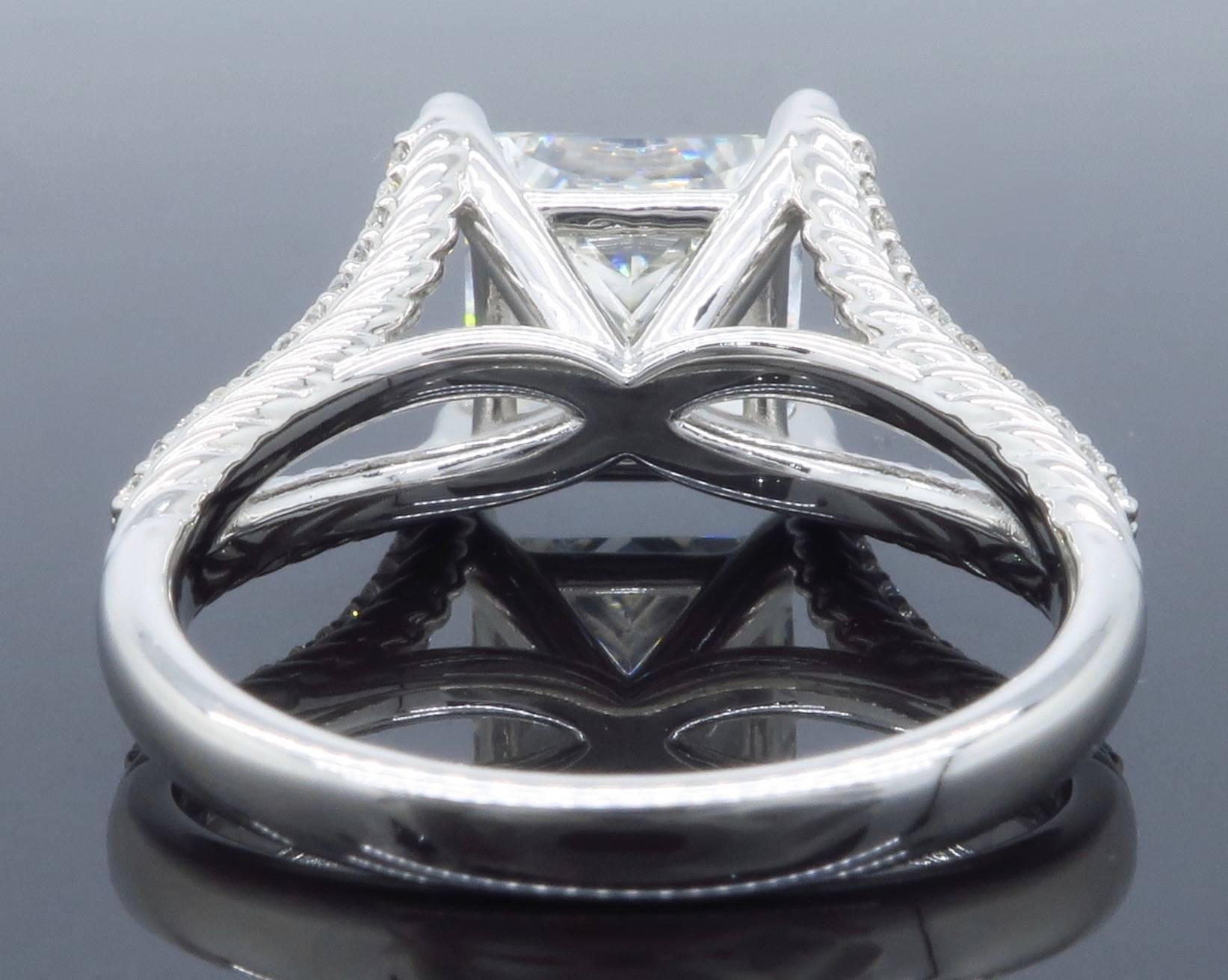 GIA Certified 3.25 Carat Princess Cut Diamond Engagment Ring 2