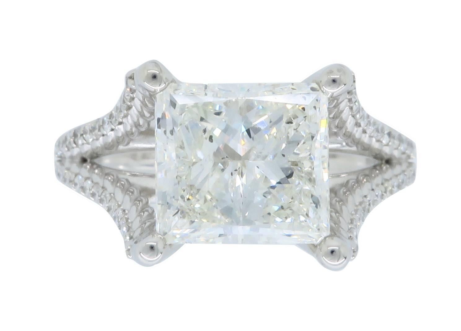 GIA Certified 3.25 Carat Princess Cut Diamond Engagment Ring 5
