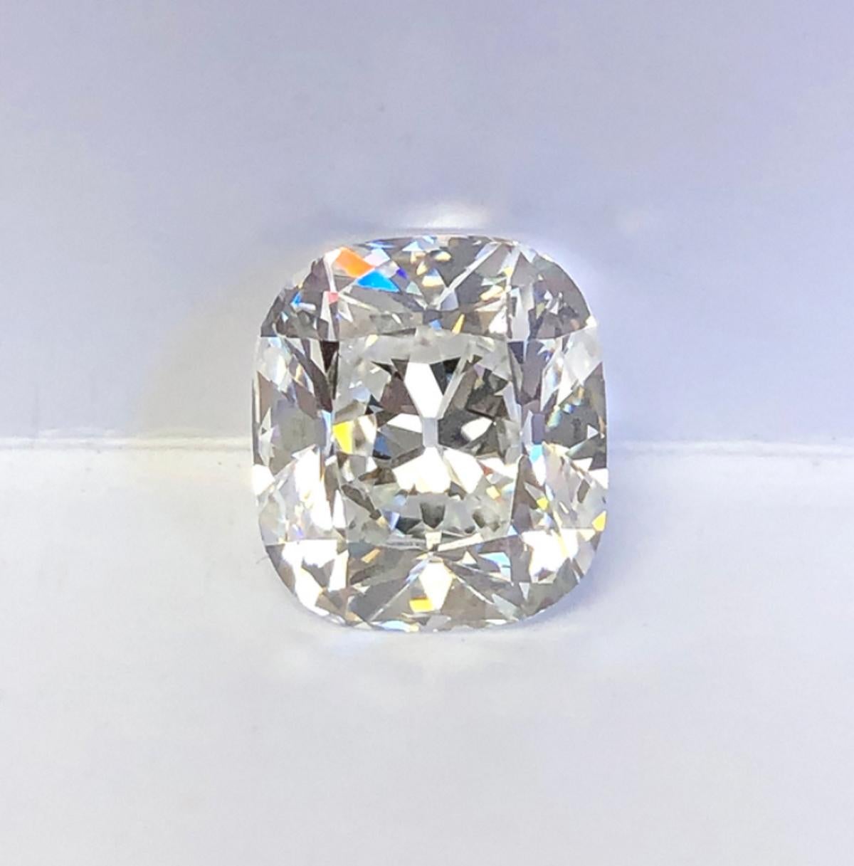 This absolutely breathtaking 3.26 carat old mine cut diamond is dazzling in size, excellent in quality, and has gorgeously brilliant! Certified by GIA, with a color grade of G and clarity grade of VS2, the diamond is bright white and exceptionally