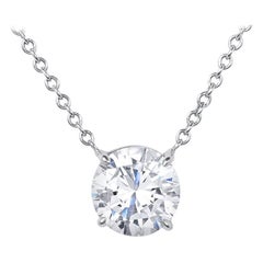 GIA Certified 3.26 Carat Round Cut Diamond Pendant Necklace
