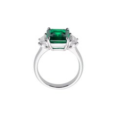 GIA Certified 3.62 Carat Emerald and Diamond Ring in Platinum