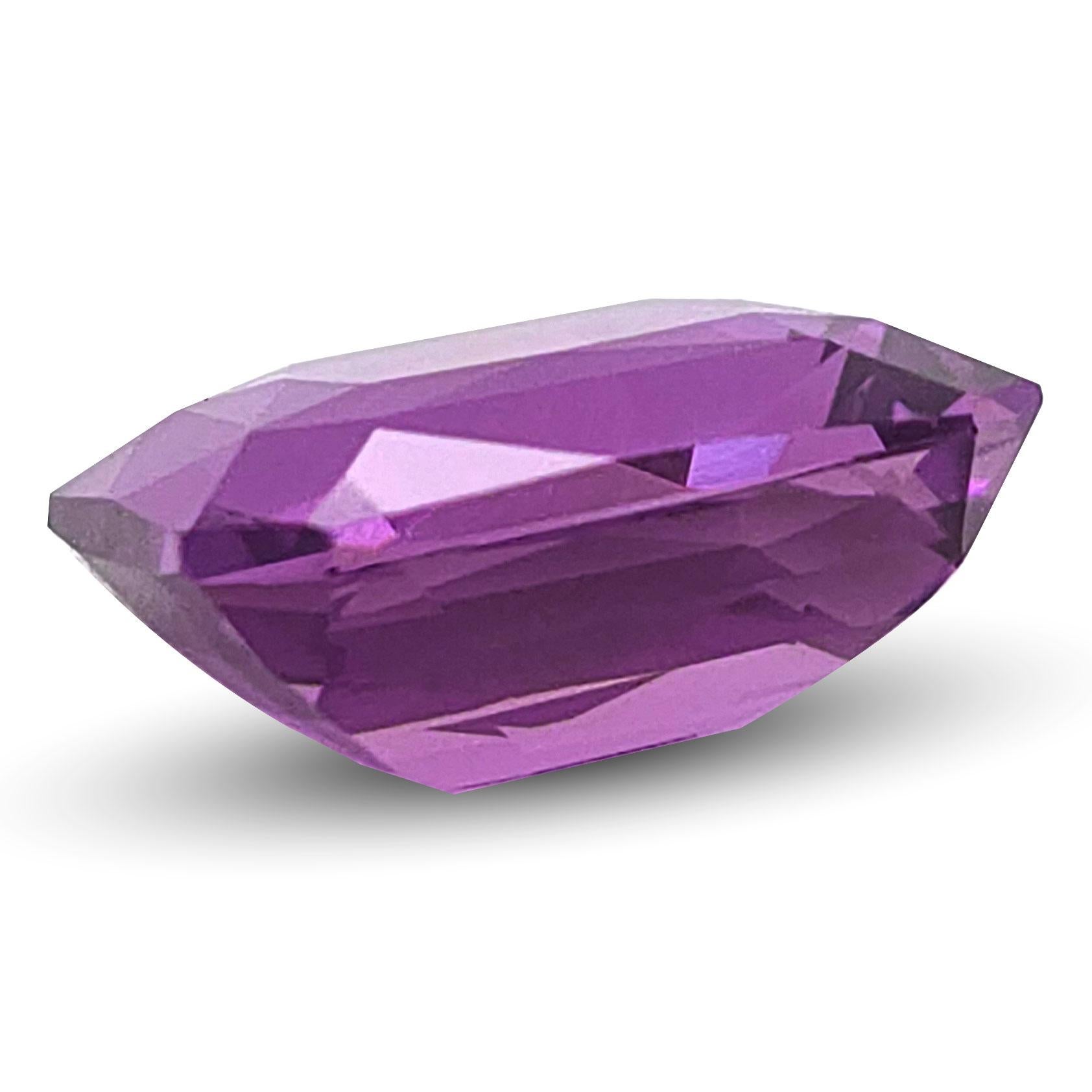 Mixed Cut GIA Certified 3.28 Carats Unheated Purple Sapphire purple color octagonal shape For Sale