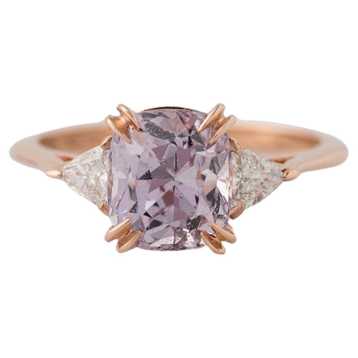 GIA Certified 3.28 Ct. Natural Light Purple Sapphire Diamond Engagement Ring For Sale