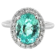 GIA Certified 3.28 ct Natural Mozambique Paraiba Tourmaline Diamond 14KWG Ring