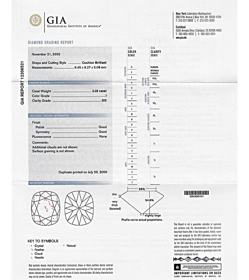 GIA-zertifizierter Verlobungsring und Ehering mit 3,28 Karat Diamant im Zustand „Gut“ im Angebot in New York, NY