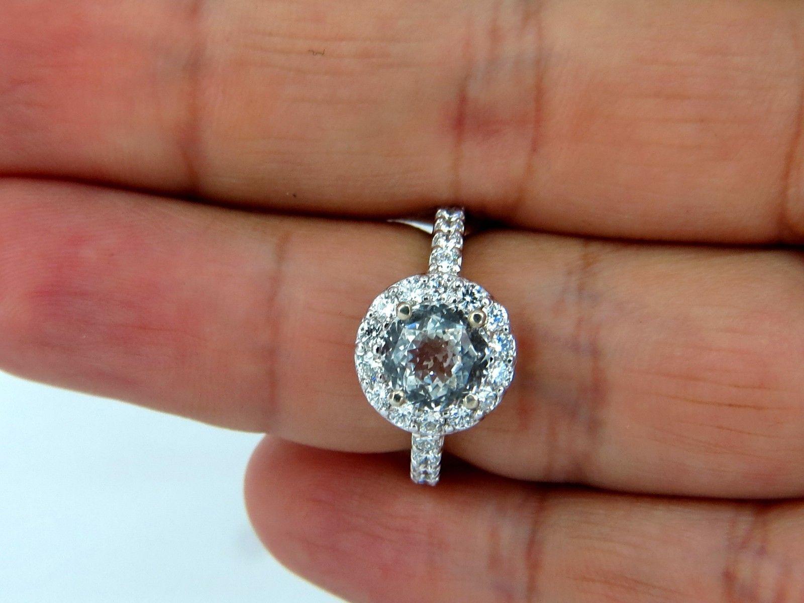 Round Cut GIA Certified 3.28ct natural white sapphire diamonds ring 14kt halo prime For Sale