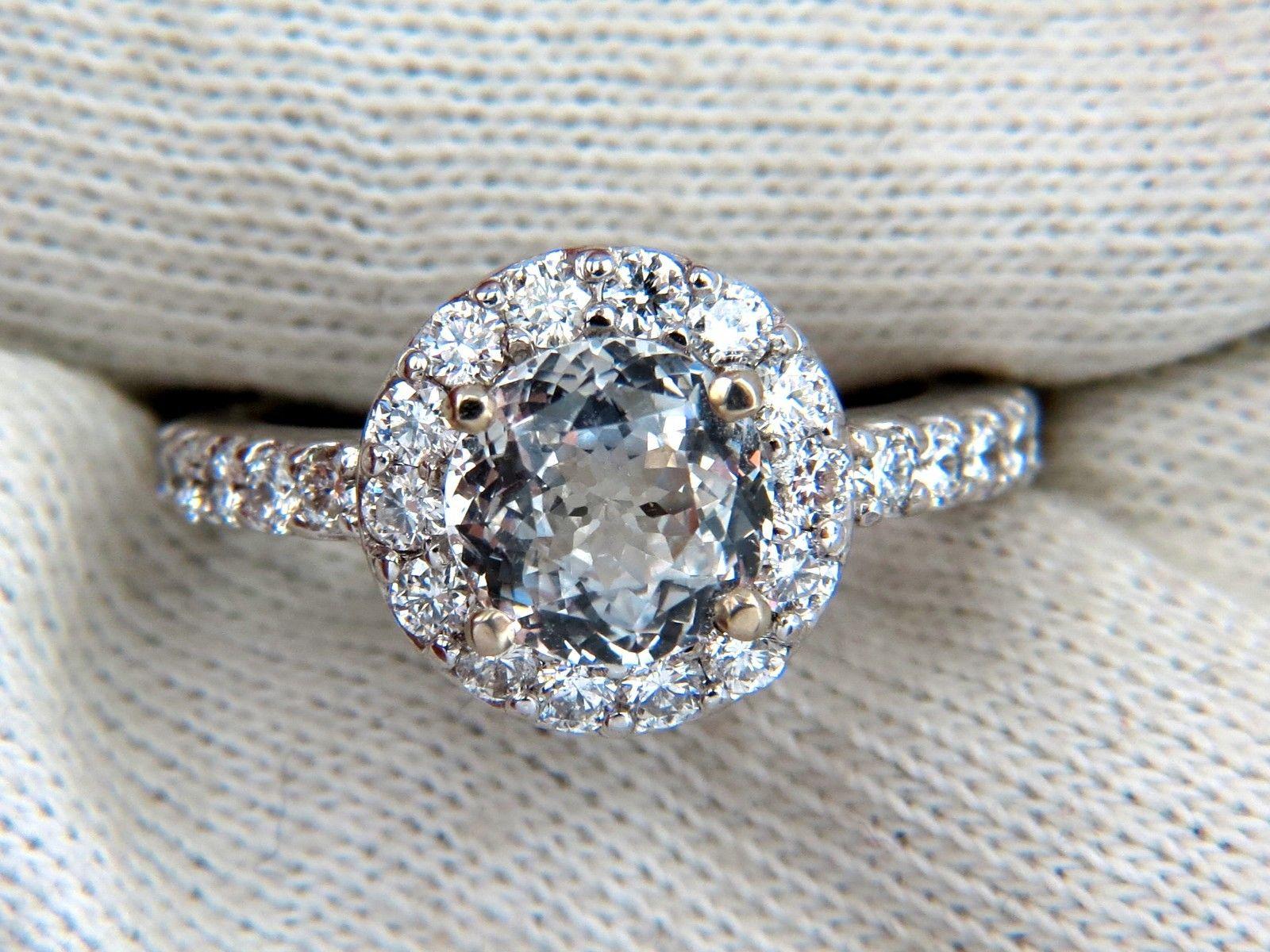 GIA Certified 3.28ct natural white sapphire diamonds ring 14kt halo prime In New Condition For Sale In New York, NY