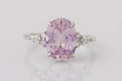 GIA Certified 3.29 Carat Natural Oval Pink Sapphire Diamond Engagement Ring